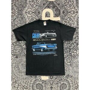 Vintage Men Chevrolet Bel Air Black Classic Car Tshirt Size Large